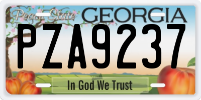 GA license plate PZA9237