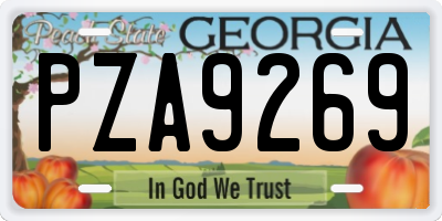 GA license plate PZA9269