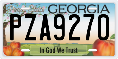 GA license plate PZA9270