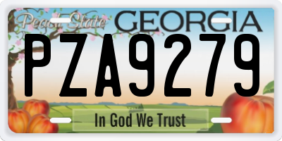 GA license plate PZA9279