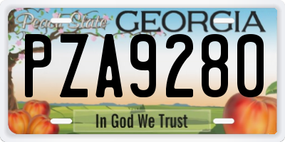 GA license plate PZA9280