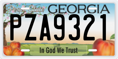 GA license plate PZA9321
