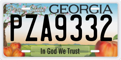GA license plate PZA9332