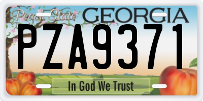 GA license plate PZA9371