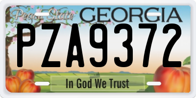 GA license plate PZA9372