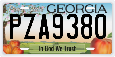 GA license plate PZA9380