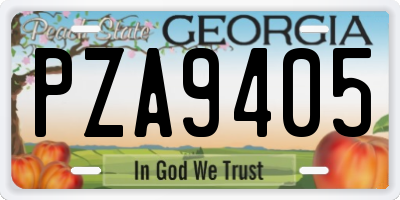 GA license plate PZA9405