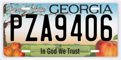 GA license plate PZA9406