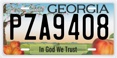 GA license plate PZA9408