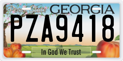 GA license plate PZA9418