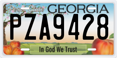 GA license plate PZA9428