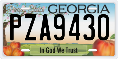 GA license plate PZA9430