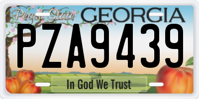 GA license plate PZA9439