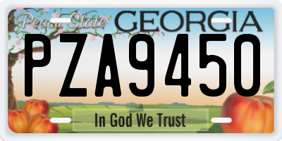 GA license plate PZA9450
