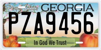 GA license plate PZA9456