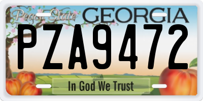 GA license plate PZA9472