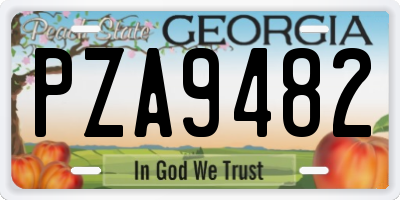 GA license plate PZA9482