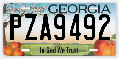 GA license plate PZA9492