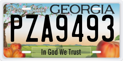 GA license plate PZA9493