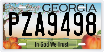 GA license plate PZA9498