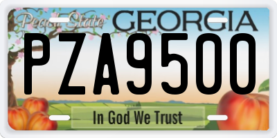 GA license plate PZA9500