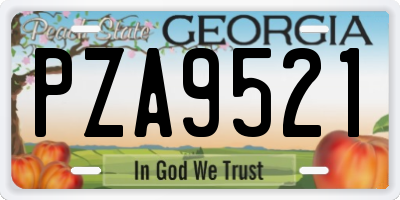 GA license plate PZA9521