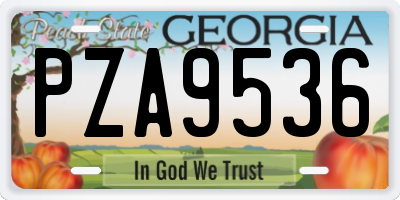 GA license plate PZA9536