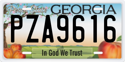 GA license plate PZA9616