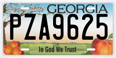 GA license plate PZA9625