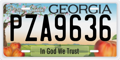 GA license plate PZA9636