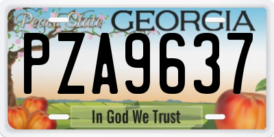 GA license plate PZA9637