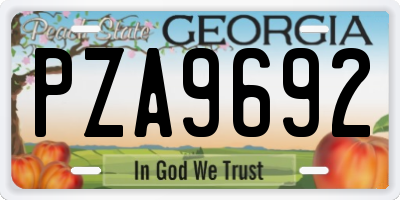 GA license plate PZA9692