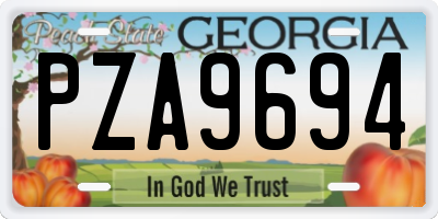 GA license plate PZA9694
