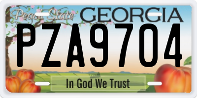 GA license plate PZA9704
