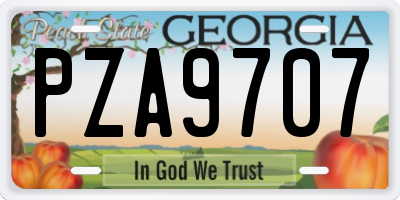 GA license plate PZA9707