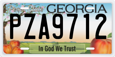 GA license plate PZA9712