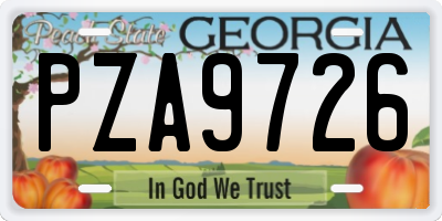 GA license plate PZA9726