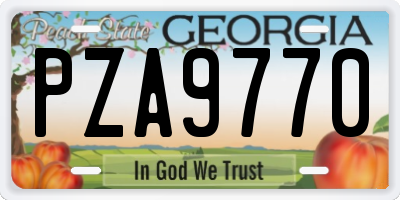 GA license plate PZA9770