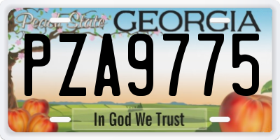GA license plate PZA9775