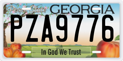 GA license plate PZA9776