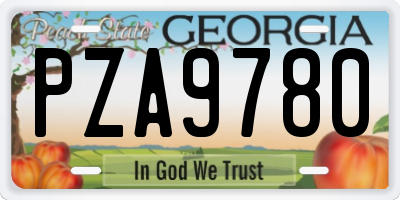 GA license plate PZA9780