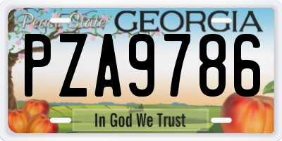 GA license plate PZA9786