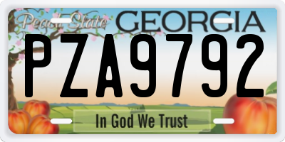 GA license plate PZA9792