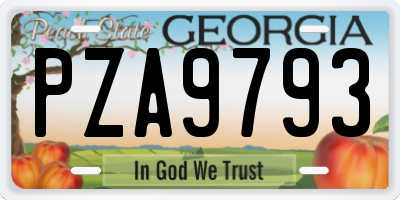 GA license plate PZA9793