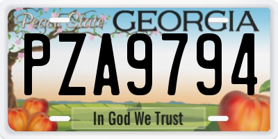 GA license plate PZA9794