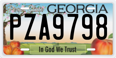 GA license plate PZA9798