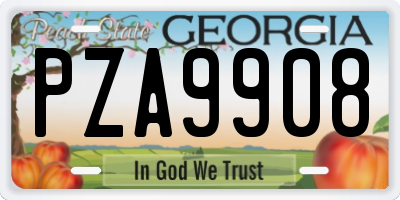 GA license plate PZA9908