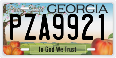 GA license plate PZA9921