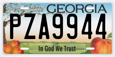 GA license plate PZA9944