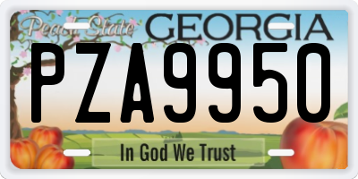 GA license plate PZA9950